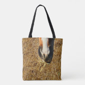 Pferd essen Hay Print Tote Tasche (Rückseite)