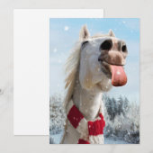 Pferd fängt Schneeflocken Einladung (Vorne/Hinten)