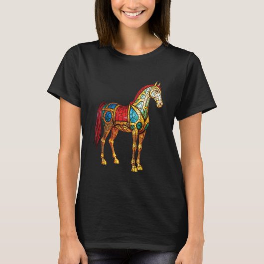Pferd - Farbiger Hengst T-Shirt (Vorderseite)