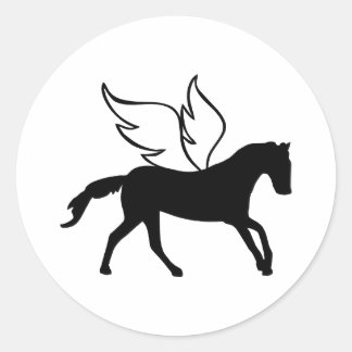 Pferd - Flügel Runder Aufkleber