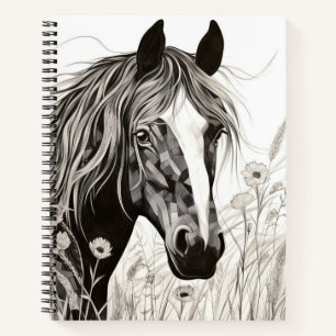 Pferd Friedliche Natur Prairie Sketch Zeichnend St Notizblock
