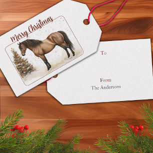 Pferd Frohe Weihnachten Personalisiert Geschenkanhänger