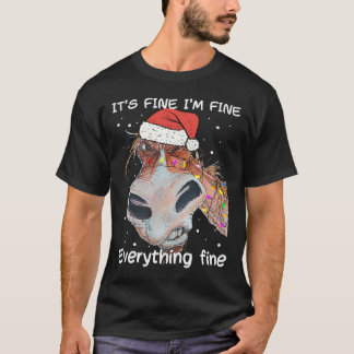 Pferd Funny HorChristmas Weihnachten Es_s Fine I_m T-Shirt