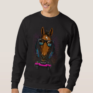 Pferd Gamer Pc Computer Videospiel Streaming Gami Sweatshirt