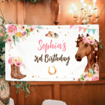 Pferd Geburtstag Girl Cowgirl Pink Floral Party