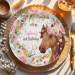 Pferd Geburtstag Girl Cowgirl Pink Floral Party Pappteller<br><div class="desc">Eine wunderbare Ergänzung zu Ihrem Party,  diese eleganten Party Papier Teller mit einem Pferd,  Cowgirl Thema.</div>