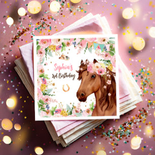 Pferd Geburtstag Girl Cowgirl Pink Floral Party Serviette