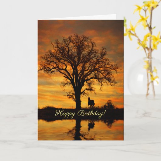 Pferd Geburtstag Schöner Tag Karte (Gelbe Blume)