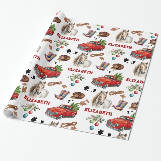 Pferd Geburtstag Weihnachtsmädchen Geschenkpapier (Ungerollt)