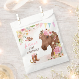 Pferd Geburtstagsparty Cowgirl Pink Floral Geburts Geschenktütchen