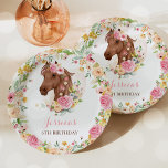 Pferd Geburtstagsparty Cowgirl Pink Floral Geburts Pappteller<br><div class="desc">Pink Floral Birthday Party Cowgirl Pink Birthday Paper Teller Alle Designs sind © PIXEL PERFECTION PARTY LTD</div>