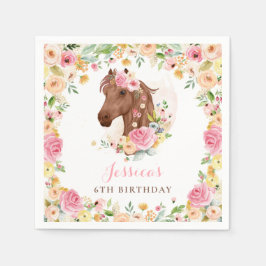 Pferd Geburtstagsparty Cowgirl Pink Floral Geburts Serviette