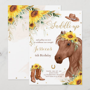 Pferd Geburtstagsparty Cowgirl Sonnenblume Geburts Einladung