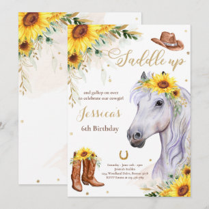 Pferd Geburtstagsparty Cowgirl Sonnenblume Geburts Einladung