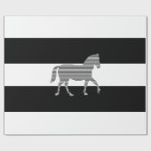 Pferd - geometrisches Muster - schwarz und weiß. Geschenkpapier (Flach)