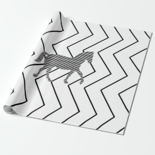 Pferd - geometrisches Muster - Schwarzweiss. Geschenkpapier