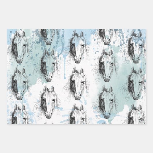 Pferd Geschenkpapier Set (Vorderseite)