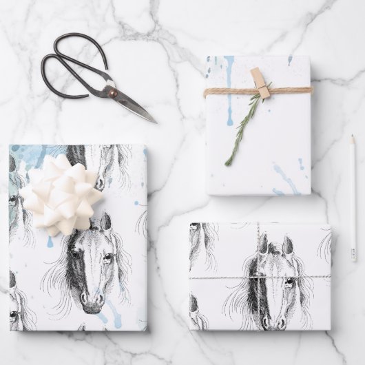 Pferd Geschenkpapier Set (Vorderseite)