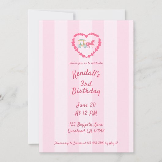 Pferd Gezeichnet Beförderungspräson Dritten Geburt Einladung (Vorderseite)