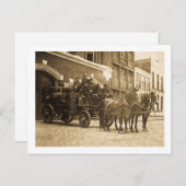 Pferd Gezeichnet FeuerwehrMotor Vintag Postkarte (Vorne/Hinten)