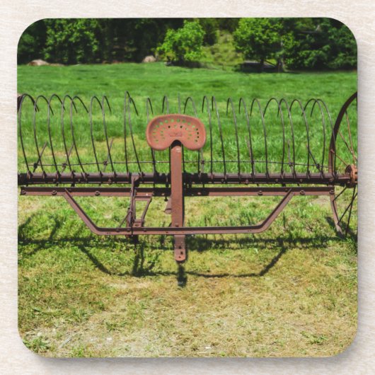 Pferd Gezeichnet Hay Rake Getränkeuntersetzer (Vorderseite)
