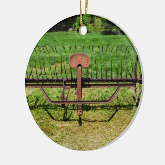 Pferd Gezeichnet Hay Rake Keramik Ornament (Links)