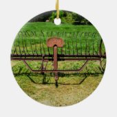Pferd Gezeichnet Hay Rake Keramik Ornament (Hinten)