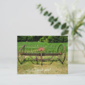 Pferd Gezeichnet Hay Rake Postkarte (Stehend Vorderseite)