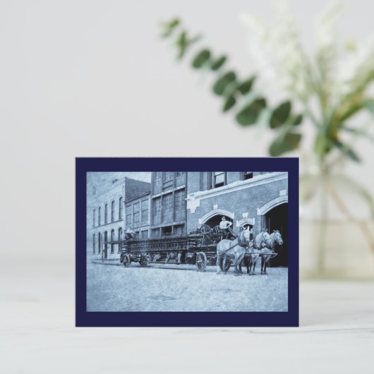 Pferd Gezeichnet Hook and Ladder Fire Company Postkarte (Stehend Vorderseite)