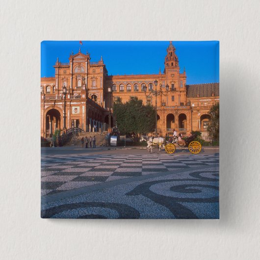 Pferd gezeichnet Kutsche auf der Plaza de Espana i Button (Vorderseite)