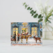 Pferd Gezeichnet Rentiererbse Vintage Karte (Stehend Vorderseite)