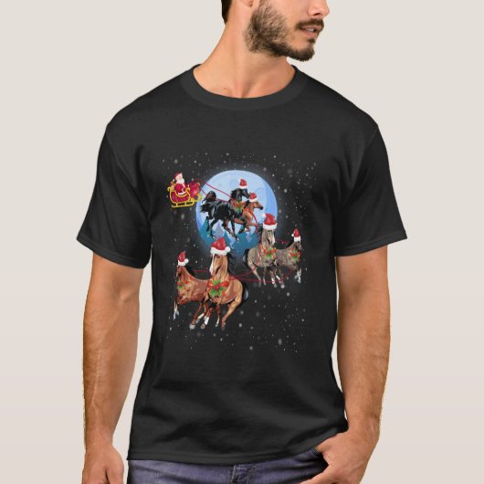 Pferd Gezeichnet Schlitten Reiten T-Shirt (Vorderseite)