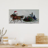 Pferd Gezeichnet Sleigh Poster (Küche)