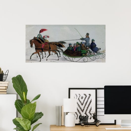 Pferd Gezeichnet Sleigh Poster (Heimbüro)