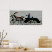 Pferd Gezeichnet Sleigh Poster (Küche)