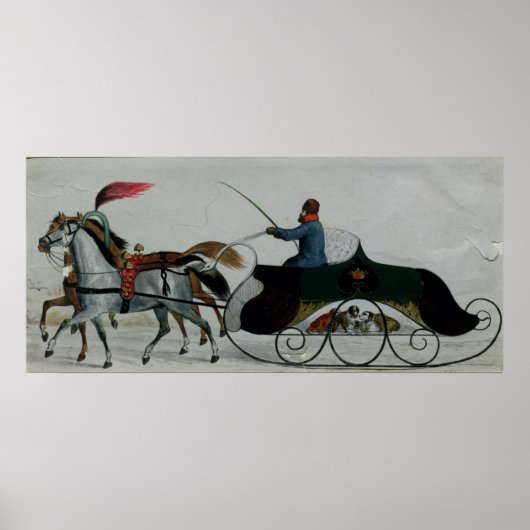 Pferd Gezeichnet Sleigh Poster (Vorne)