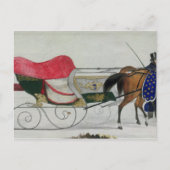 Pferd Gezeichnet Sleigh Postkarte (Vorderseite)