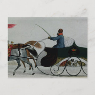 Pferd Gezeichnet Sleigh Postkarte