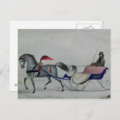 Pferd Gezeichnet Sleigh Postkarte (Vorne/Hinten)
