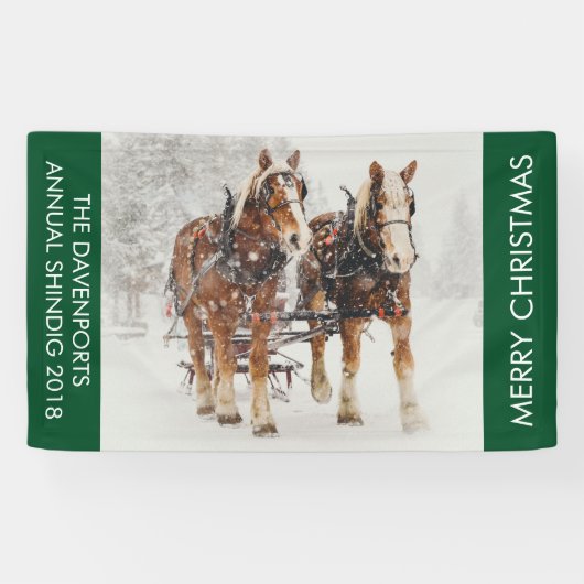 Pferd Gezeichnet Sleigh Weihnachtslandschaft Banner (Horizontal)