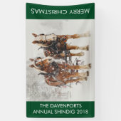 Pferd Gezeichnet Sleigh Weihnachtslandschaft Banner (Vertikal)