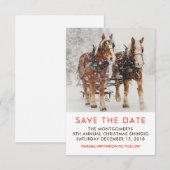 Pferd Gezeichnet Sleigh Weihnachtslandschaft Save  The Date (Vorne/Hinten)