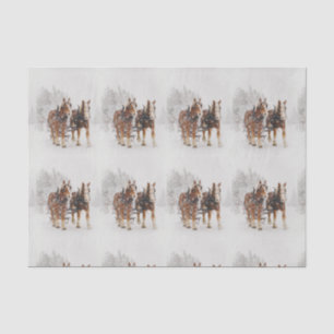 Pferd Gezeichnet Sleigh Weihnachtslandschaft Seidenpapier