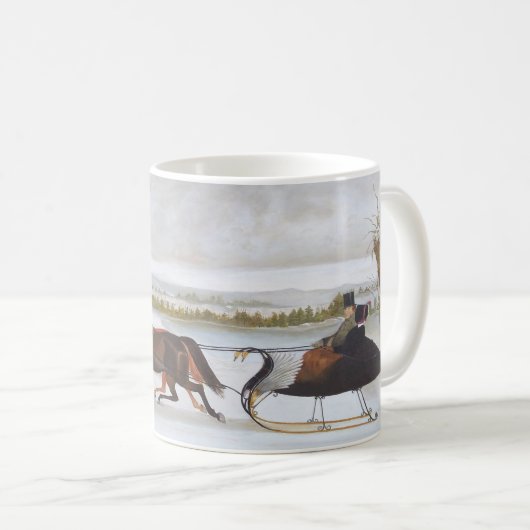 Pferd gezeichnete Sleigh-Kaffee-Tasse Kaffeetasse (VorderseiteRechts)