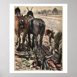 Pferd-gezeichneter Pflug, land_Propaganda Plakat