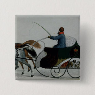 Pferd gezeichneter Sleigh Button
