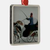 Pferd gezeichneter Sleigh Silbernes Ornament (Rechts)