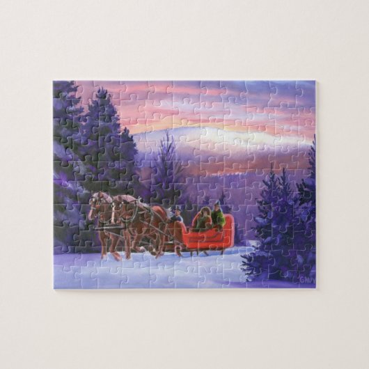 Pferd gezeichnetes Sleigh Fahrpuzzlespiel Puzzle (Horizontal)