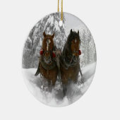 Pferd gezeichnetes Sleighweihnachten Keramikornament (Rechts)
