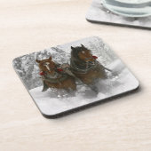 Pferd gezeichnetes Sleighweihnachten Untersetzer (Linke Seite)